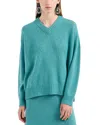 Emporio Armani Seamless Plain Knit V Neck Sweater In Solid Dark Blue