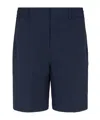 Emporio Armani Seersucker Elastic-waist Shorts In Blue