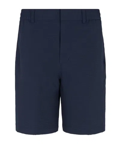EMPORIO ARMANI SEERSUCKER ELASTIC-WAIST SHORTS