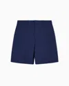 Emporio Armani Seersucker Nylon Chino-style Bermuda Shorts In Blue