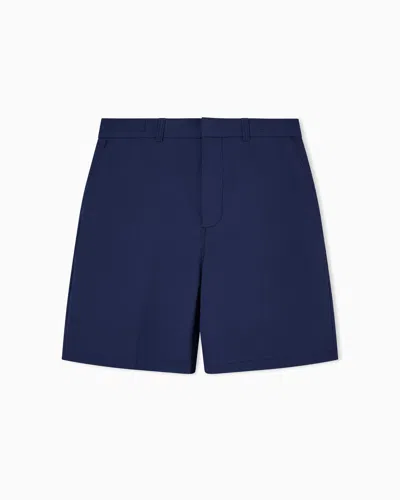 Emporio Armani Seersucker Nylon Chino-style Bermuda Shorts In Blue