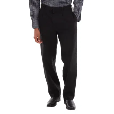 Emporio Armani Seersucker Pleated-waist Chinos Pants In Black