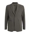 Emporio Armani Seersucker Single-breasted Blazer In Grey