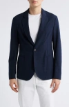 Emporio Armani Seersucker Soft Jacket In Navy