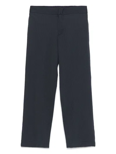 Emporio Armani Kids' Seersucker Trousers In Blue