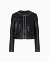 Emporio Armani Semi-aniline Lambskin Nappa Leather Jacket In Black