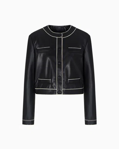 Emporio Armani Semi-aniline Lambskin Nappa Leather Jacket In Black