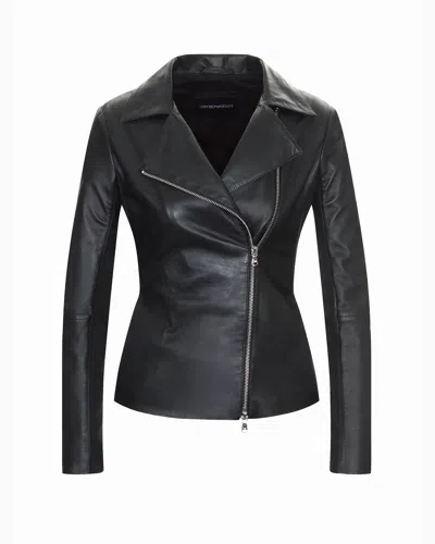 Emporio Armani Nappa-lambskin Jacket With Jersey Inserts In Black