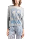 Emporio Armani Semi Sheer Sweater With Floral Print In Silver/sky Blue
