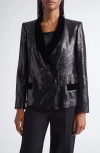 Emporio Armani Sequin Double Breasted Blazer In Black
