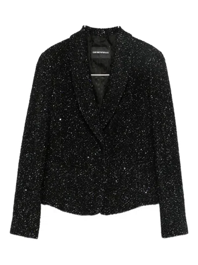 Emporio Armani Single-breasted Jacket Sparkling Finish In Black
