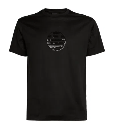 Emporio Armani Sequin-embellished T-shirt In Black