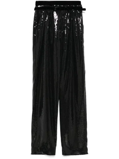 Emporio Armani Sequin-embellished Trousers In Black