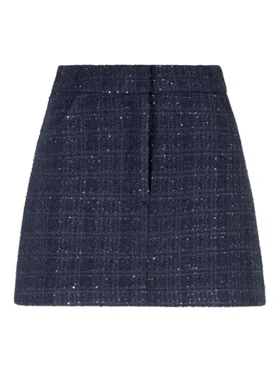 Emporio Armani Sequin-embellished Tweed Skirt In Blue