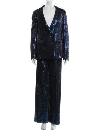 Pre-owned Emporio Armani Sequin Embellishments Pantsuit In Blue