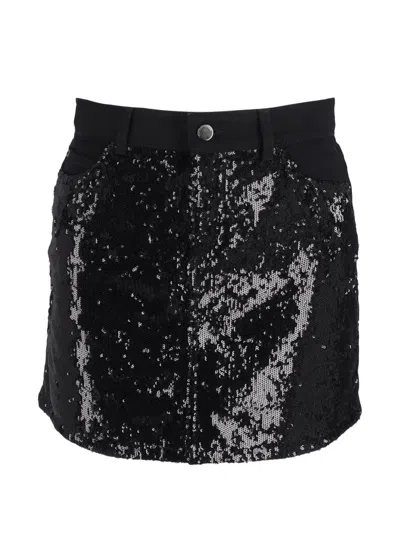 Pre-owned Emporio Armani Sequin Mini Skirt In Black