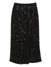 Emporio Armani Midi Skirt With Back Slit And Sequins In Black