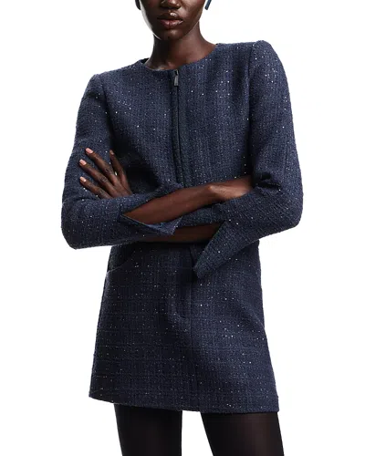 Emporio Armani Sequin Tweed Jacket In Blue