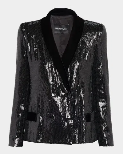 Emporio Armani Sequined Double-breasted Blazer