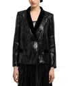 Emporio Armani Double-breasted Blazer With All-over Sequins In Black