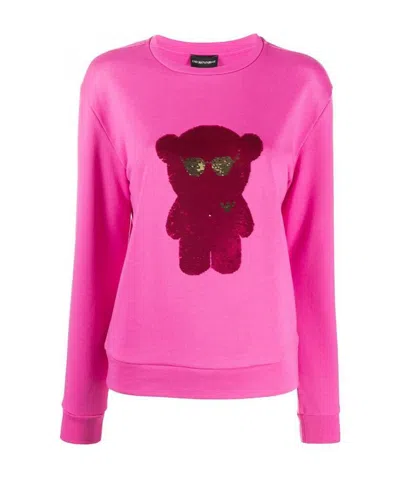 Emporio Armani Sequined Embroidered Sweater In Pink