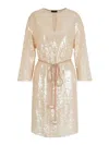 Emporio Armani Sequin-embellished Keyhole Neck Midi Dress In Light Pink