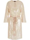 Emporio Armani Sequin-embellished Keyhole Neck Midi Dress In Powder