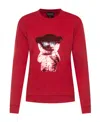 Emporio Armani Sequined Teddy Bear Sweater In Red