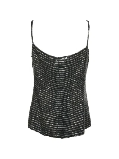Pre-owned Emporio Armani Sequin-embellished Silk Tank Top In Black