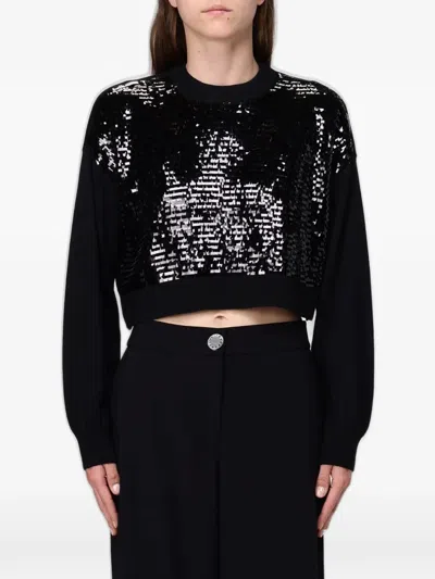 Emporio Armani Sequin-embellished Sweater In Black