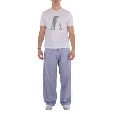 EMPORIO ARMANI SEQUINNED LOGO COTTON T-SHIRT IN WHITE