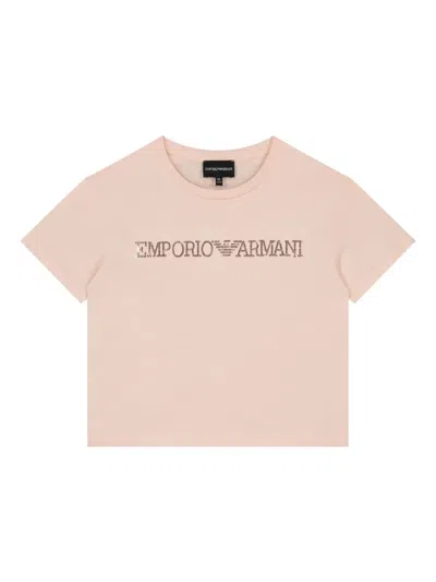 Emporio Armani Kids' Sequins-embellished T-shirt In Neutral
