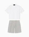 Emporio Armani Set Comprising Linen-blend Bermuda Shorts And Shirt In Beige