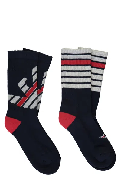 Emporio Armani Set Of Two Socks In Blue