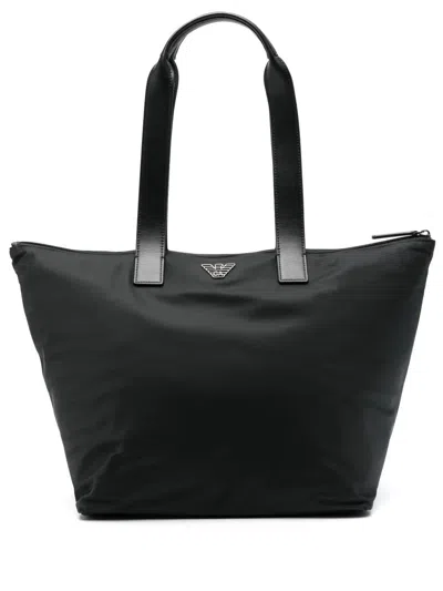 Emporio Armani Set Shopper And Pouch In Black
