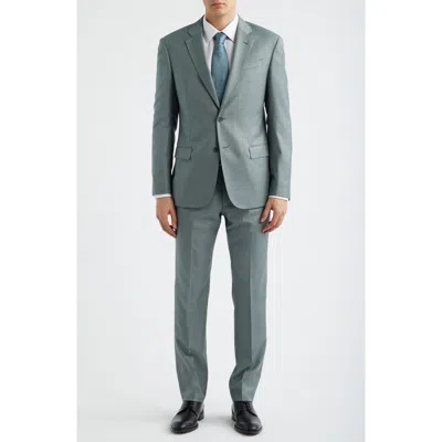 Emporio Armani Shage Green Wool Sharkskin Suit In Gray