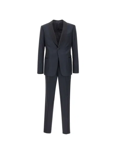 Emporio Armani Shawl Lapels Single-breasted Suit In Gray