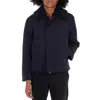 Emporio Armani Shearling Collar Nylon Twill Jacket In Blue