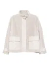 Emporio Armani Textured Leather Jacket High Collar In White