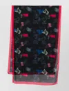 Emporio Armani Sheer Fabric Rectangular Scarf With Abstract Pattern In Black