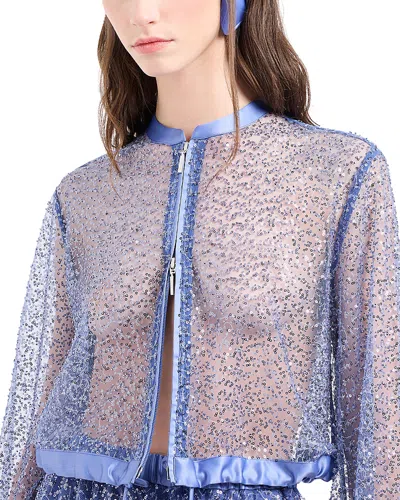 Emporio Armani Sequin Embellished Semi-sheer Jacket In Purple