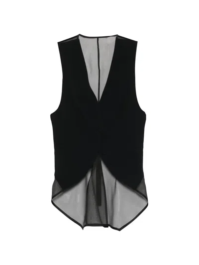 Emporio Armani Tailored Vest V Neckline Rear Strap In Black