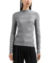Emporio Armani Striped Mock-neck Top In Grey