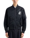 Emporio Armani Shiny Nylon Bomber Jacket In Blue Navy