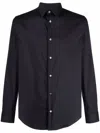 Emporio Armani Cotton Shirt With Button-down Collar And Curved Hem