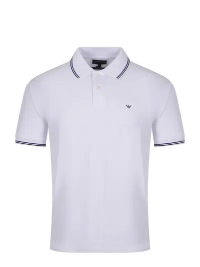 Emporio Armani Logo Lapel Polo Shirt In White