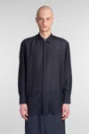 Emporio Armani Shirt In Blue Wool And Polyester In Blue