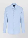 Emporio Armani Icon Shirt In Tropical Light Wool Canvas In Blue