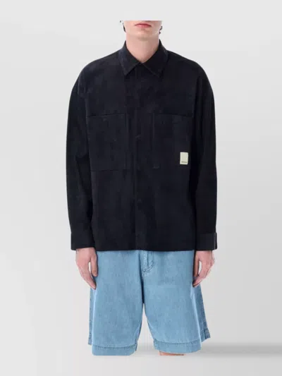 Emporio Armani Shirt Chest Pockets Collared Long Sleeves In Black
