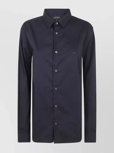 Emporio Armani Shirt Collared Long Sleeves In Blue
